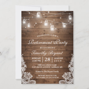 Invitation Partie de retraite Dentelle à cordes de bois rus