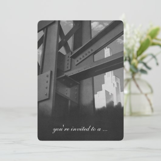 Invitation Partie de retraite des gratte-ciels de constructio (Debout devant)