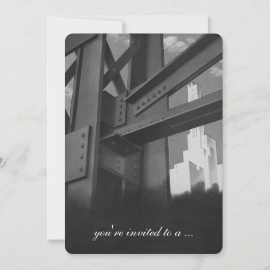 Invitation Partie de retraite des gratte-ciels de constructio (Devant)