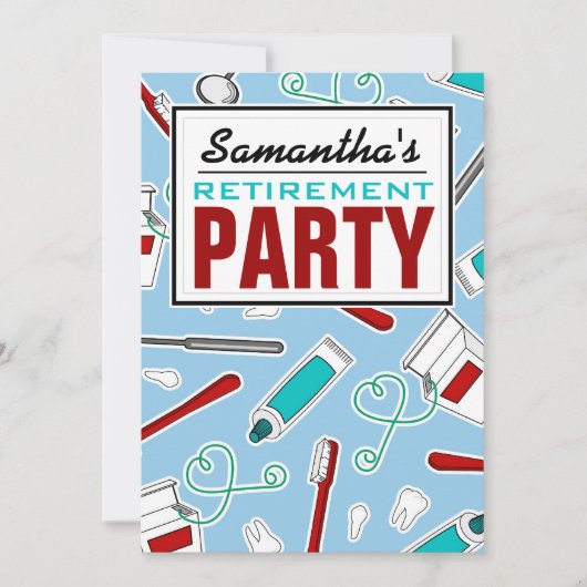 Invitation Partie de retraite d'hygiéniste dentaire/dentiste (Devant)