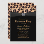 Invitation Partie de retraite Diamant et Empreinte de léopard (Devant / Derrière)