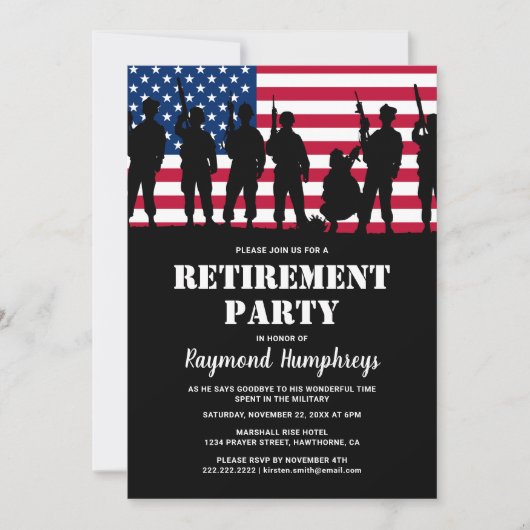 Invitation Partie de retraite | Drapeau militaire (Devant)