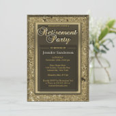 Invitation Partie de retraite | Elegant Golden Office Directo (Debout devant)