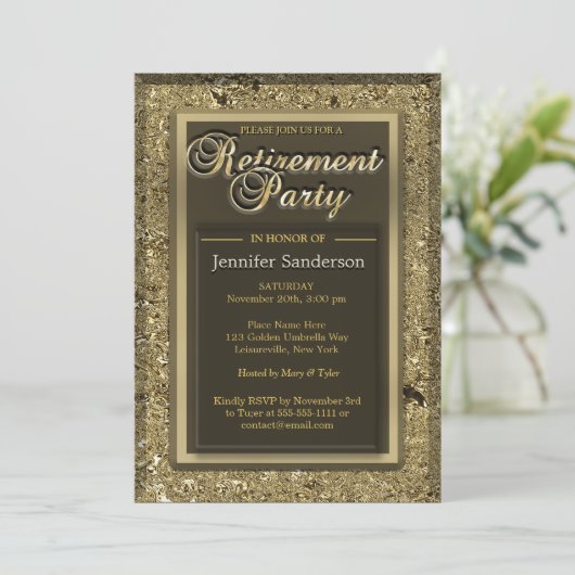 Invitation Partie de retraite | Elegant Golden Office Directo (Debout devant)