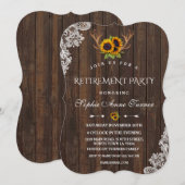 Invitation Partie de retraite en bois de dentelle (Devant / Derrière)