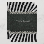 Invitation Partie de retraite en cuir noire de fausse pierre (Devant / Derrière)