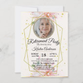 Invitation Partie de retraite florale de cadre géométrique (Devant)