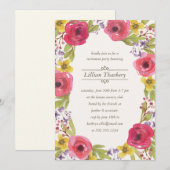 Invitation Partie de retraite florale de la guirlande | (Devant / Derrière)