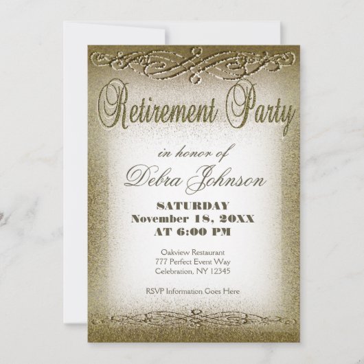 Invitation Partie de retraite | Gold Shimmer (Devant)
