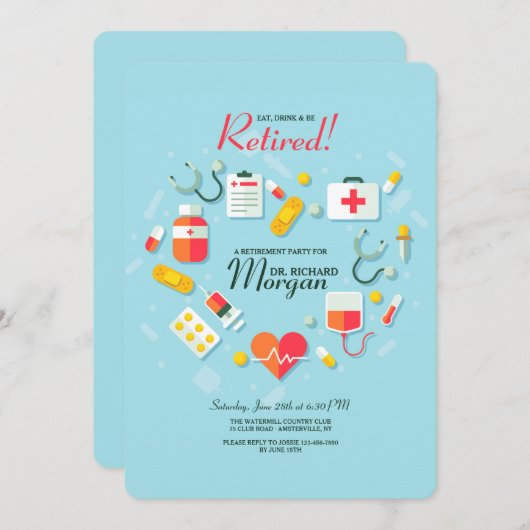 Invitation Partie de retraite Médicale (Devant / Derrière)