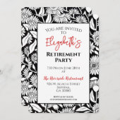 Invitation Partie de retraite minimale Noir rouge (Devant / Derrière)