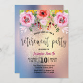 Invitation Partie de retraite moderne florale de parties (Devant / Derrière)