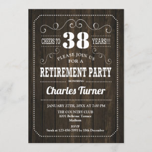 Invitation Partie de retraite - motif en bois Brown