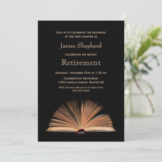 Invitation Partie de retraite Noir Chapitre suivant (Debout devant)