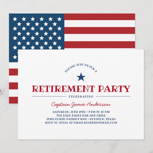 Invitation Partie de retraite patriotique (Devant / Derrière)