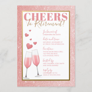 INVITATION PARTIE DE RETRAITE %PIPE% CHAMPAGNE ROSE