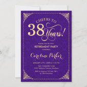 Invitation Partie de retraite - Purple Gold Damask (Devant)