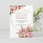 Invitation Partie de retraite Rose Roses Gold Parties scintil (Debout devant)