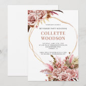 Invitation Partie de retraite Rose Roses Gold Parties scintil (Devant / Derrière)