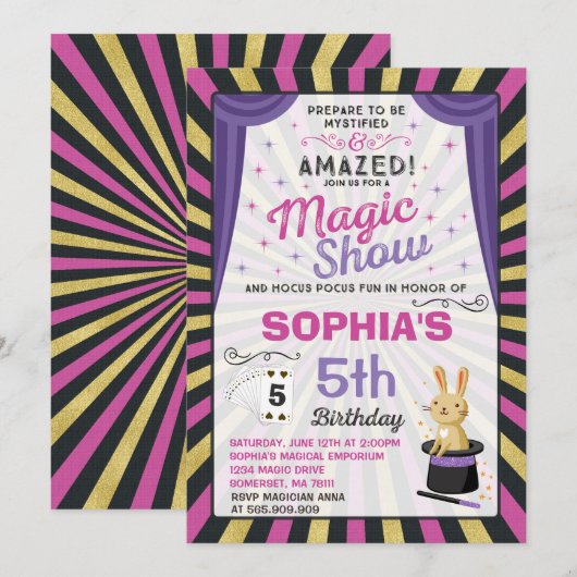 Invitation Partie de spectacle de magie d'invitation (Devant / Derrière)