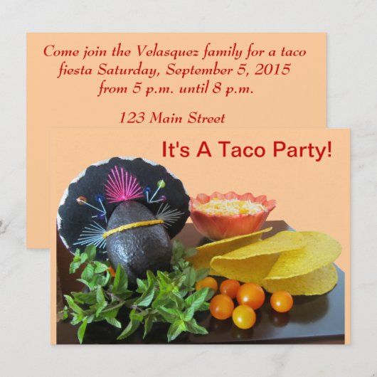 Invitation Partie de taco (Devant / Derrière)