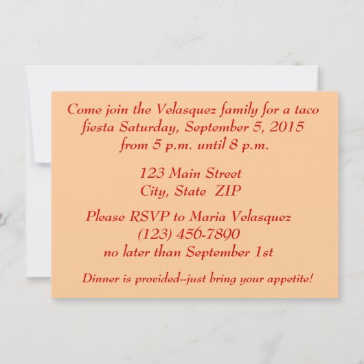 Invitation Partie de taco (Dos)