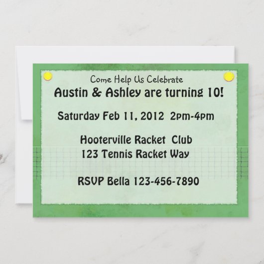 Invitation Partie de tennis (Dos)