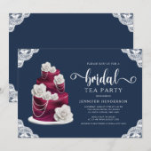 Invitation Partie De Thé À La Fête des mariées Bleue Et Dente (Devant / Derrière)