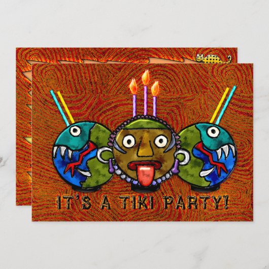 Invitation Partie de Tiki (invitation 2-Sided) (Devant / Derrière)