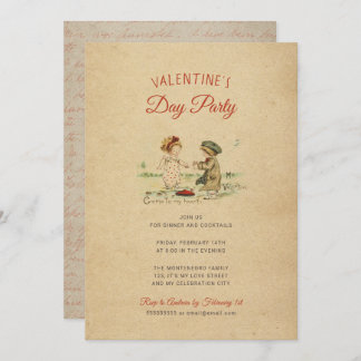 Invitation Partie démodée de Saint-Valentin vintage mignonne