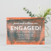 Invitation Partie d'engagement à l'encre roulée orange et ble (Debout devant)