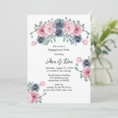 Invitation Partie d'engagement Arch Pink & Blue Blooms (Debout devant)