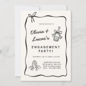 Invitation Partie d'engagement blanc et noir en ivoire (Devant)