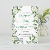 Invitation Partie d'engagement, Blanc, Vert, Fleurs Florales (Debout devant)