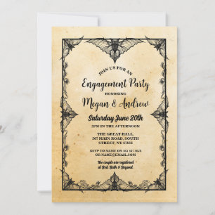 Invitation Partie d'engagement Cadre gothique Halloween chauv