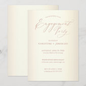 Invitation Partie d'engagement Champagne Rose Gold Typographi (Devant / Derrière)