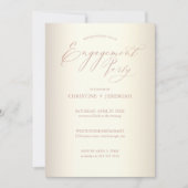 Invitation Partie d'engagement Champagne Rose Gold Typographi (Devant)