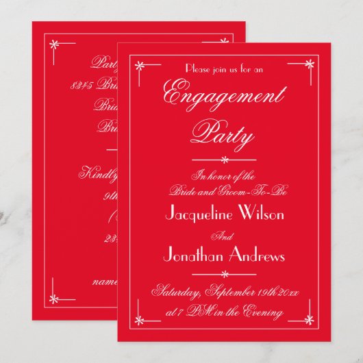 Invitation Partie d'engagement Classique Chic Personnalisé (Devant / Derrière)