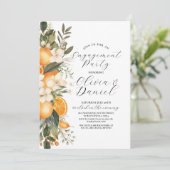 Invitation Partie d'engagement Couples Douche Oranges florale (Debout devant)