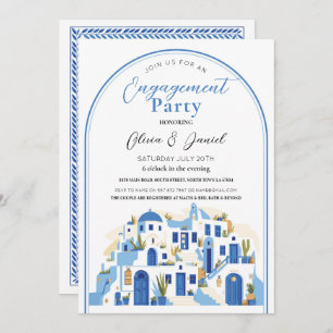 Invitation Partie d'engagement Couples Douche Santorin Grèce