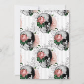 Invitation Partie d'engagement crâne gothique rose floral (Dos)