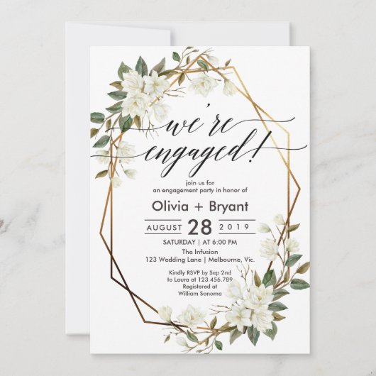 Invitation Partie d'engagement de cadre géométrique en or Mag (Devant)