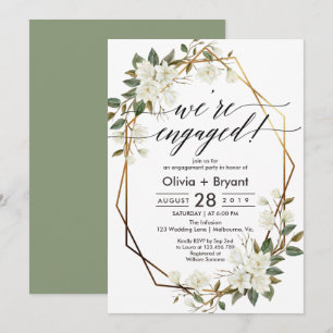 Invitation Partie d'engagement de cadre géométrique en or Mag