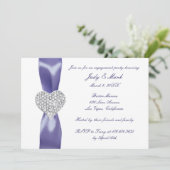 Invitation Partie d'engagement de coeur en diamant bleu viole (Debout devant)