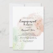 Invitation Partie d'engagement de Confetti Gold Watercolor (Devant)
