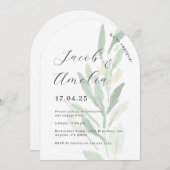 Invitation Partie d'engagement de feuille d'arc moderne (Devant / Derrière)