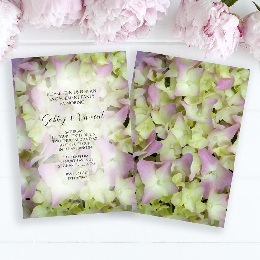 Invitation Partie d'engagement de Hydrangea presque rose