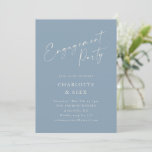 Invitation Partie d'engagement de la calligraphie bleue dusté<br><div class="desc">Calligraphie bleu Dusty minimaliste Invitation de la partie d'engagement</div>