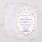 Invitation Partie d'engagement de la lavande diamant géométri (Devant / Derrière)