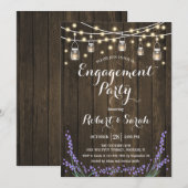 Invitation Partie d'engagement de la lavande en bois rustique (Devant / Derrière)